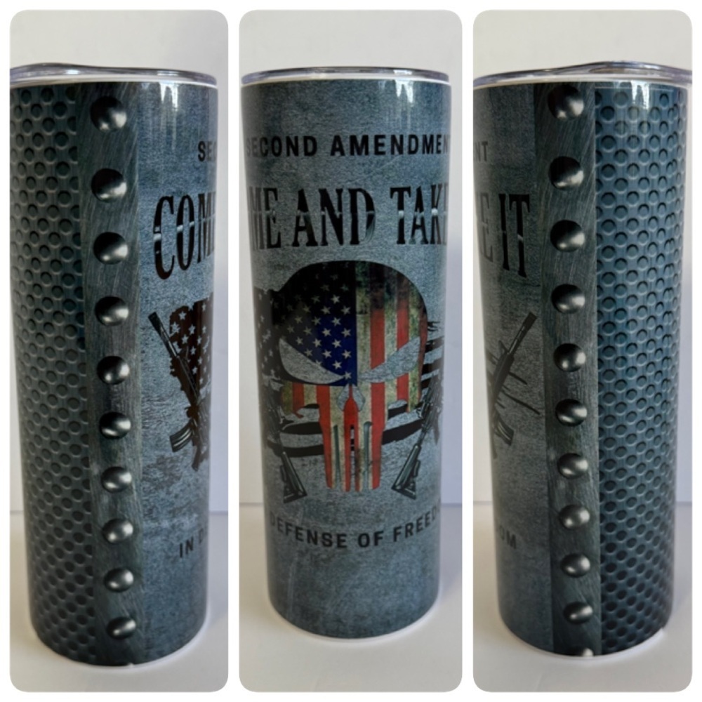 Patriotic Tumbler with American Flag Design 20oz Skinny